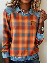 Les femmes de l'automne Plaid Patchwork Art Sweatshirt